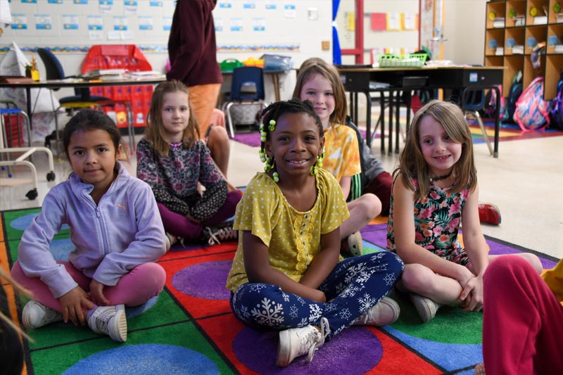 five elementary female students