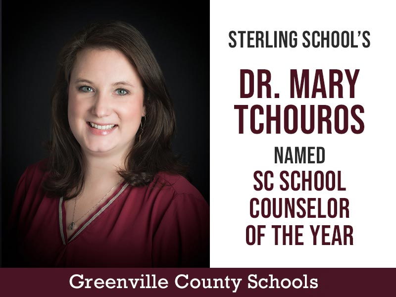 Sterling School counselor Dr. Mary Tchouros was named the Palmetto State School Counselor Association’s 2023 South Carolina School Counselor of the Year.