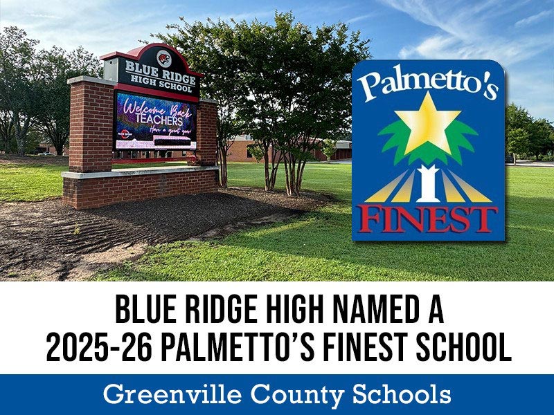 Blue Ridge High School Named 2025-26 Palmetto&rsquo;s Finest School