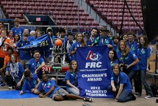 The FIRST Robotics EnTech 281 Team builds a robot to take to competition and does community service, outreach, and entrepreneurship. Click to enlarge.