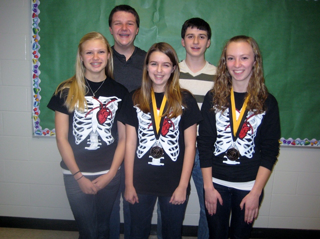 Blue Ridge Middle Quiz Bowl Team Members: Front Row: Caleigh Terry, Amy Barnette , Addie Callahan; Back Row: Jake Holland, Campbell Davenport.