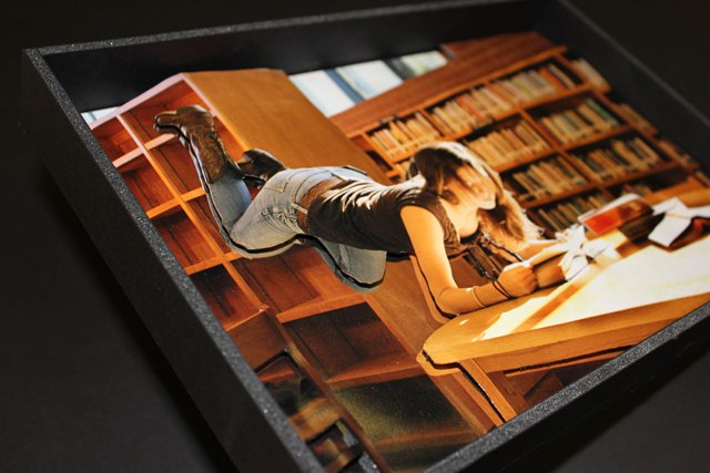 photo of levitating girl in library 3