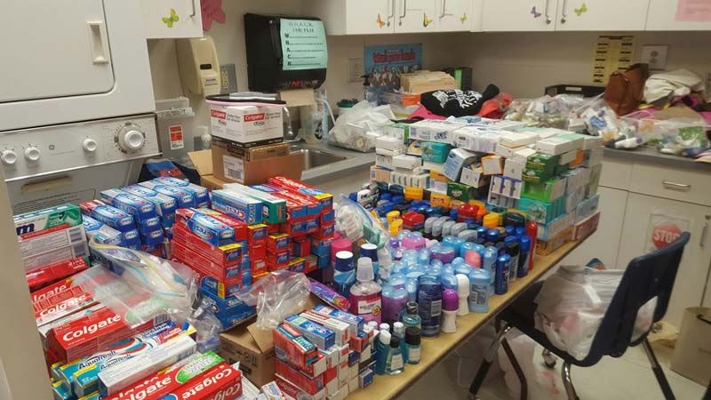 Riverside Teams help Flood Victims - photo of donated items