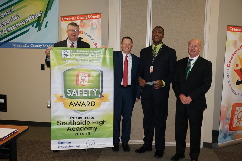 Southside High Academy: Superintendent Burke Royster, Keith Brown, PMA, Principal Carlos Brooks, and Deputy Superintendent Leroy Hamilton. (Safety Administrator – Justin Ludley)