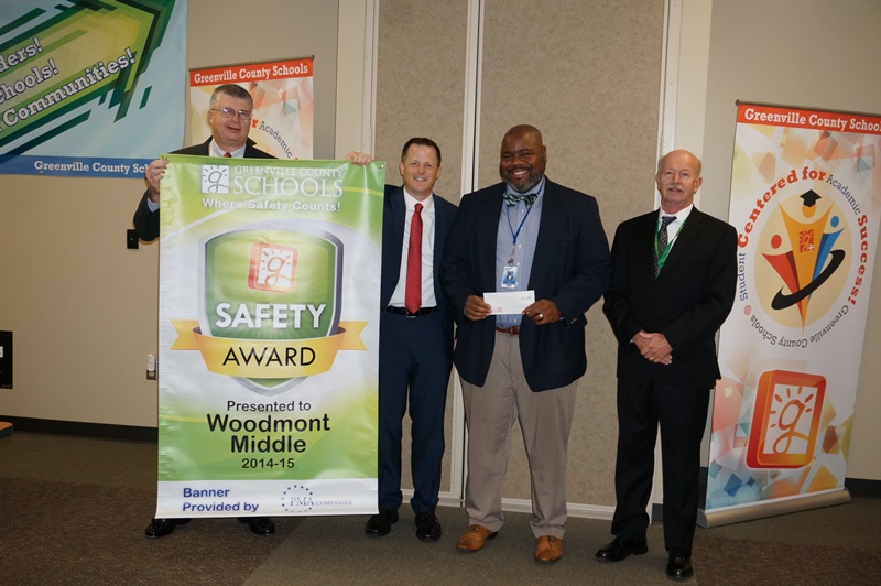 Woodmont Middle: Superintendent Burke Royster, Keith Brown, PMA, Principal Gregg Scott, and Deputy Superintendent Leroy Hamilton. (Safety Administrator – Chad Maguire)
