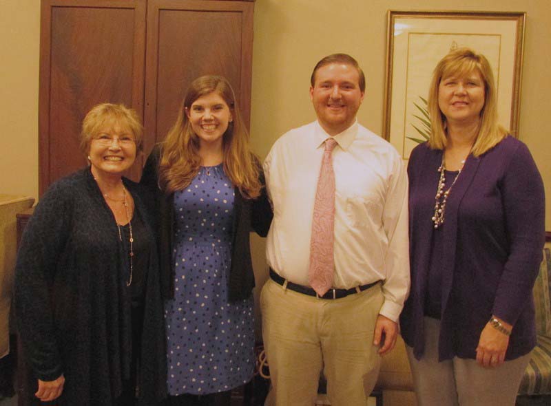 Mary Varley, a third grade teacher in Spartanburg District 6 and John Morrison, a social studies teacher at Greer High, center, are the winners of the 2015 Childers Education Foundation Teaching Excellence Award from Furman University. They are pictured with Education Department Chair Dr. Nelly Hecker, left, and Furman University President Dr. Elizabeth Davis, right.