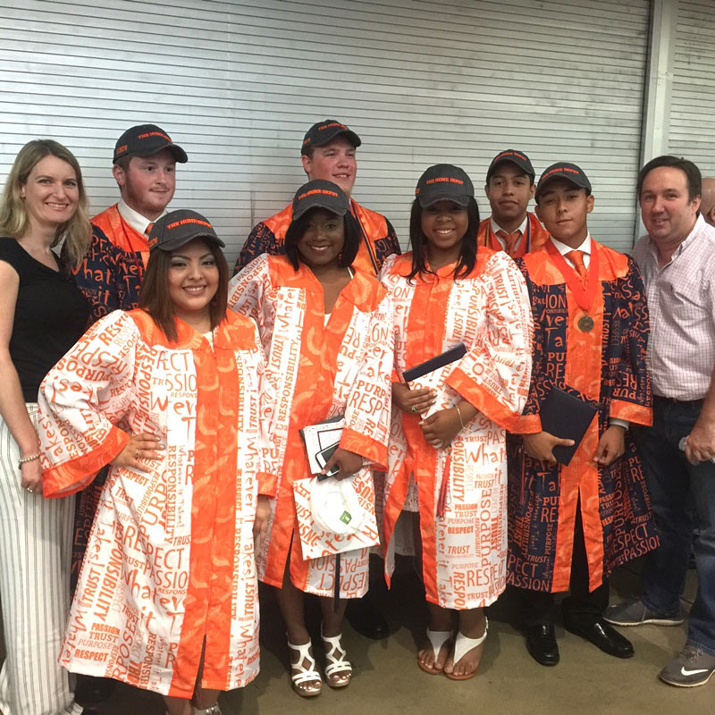 Carolina High and Academy students are pictured with their Home Depot hats at last year’s graduation.