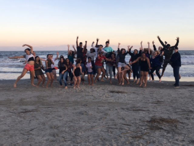 Beach Visit - large group of students