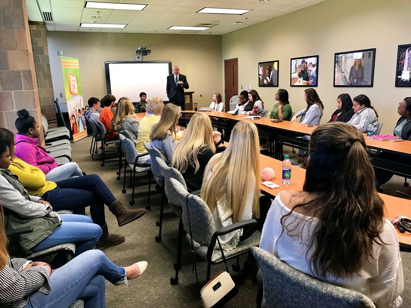 Superintendent Dr. Burke Royster meets with high school student leaders to discuss their safety concerns, plans for alternatives to a walkout and new ways to open the line of communication between staff and students. 