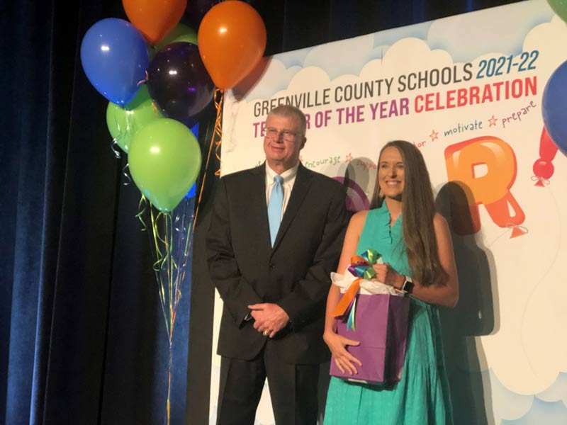 TOY second runner up Sarah Poole with District Superintendent Dr. Burke Royster