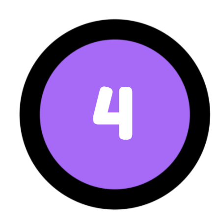 purple circle with thick black outline with 4 written inside in white