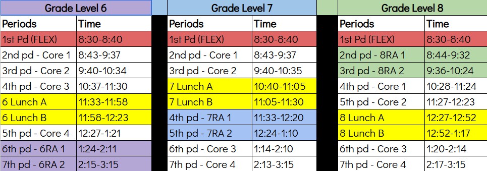 Bell Schedule 2026-2027