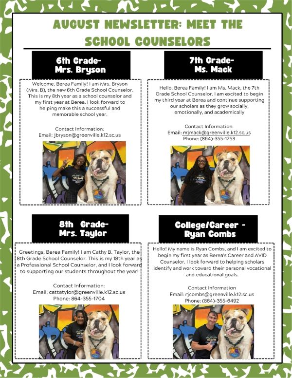 August Counselor Newsletter