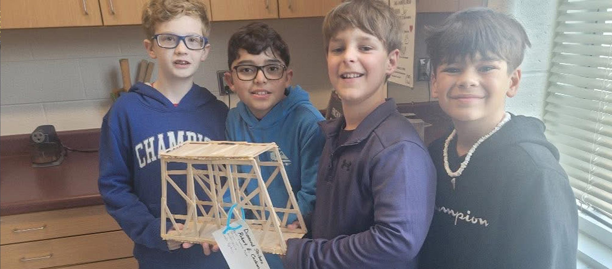 Students showing their project.