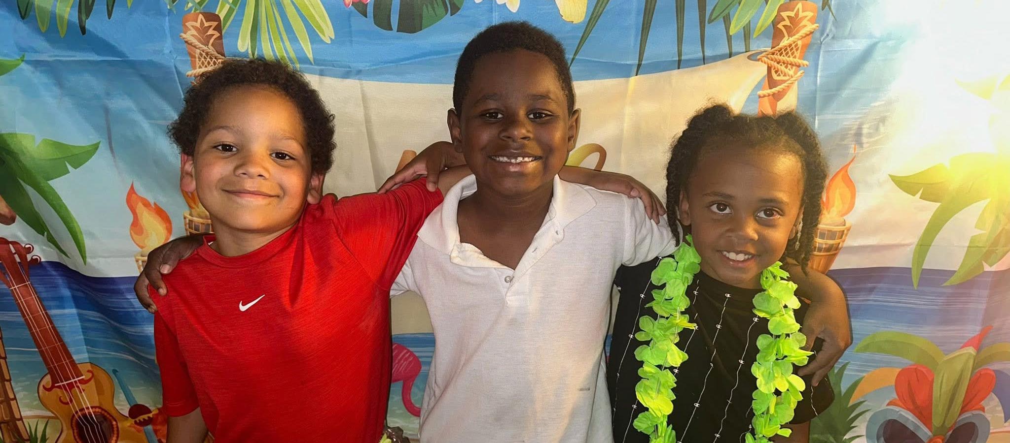 students in Hawaii attire
