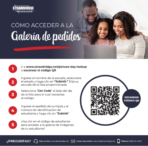 Online picture ordering steps in Spanish