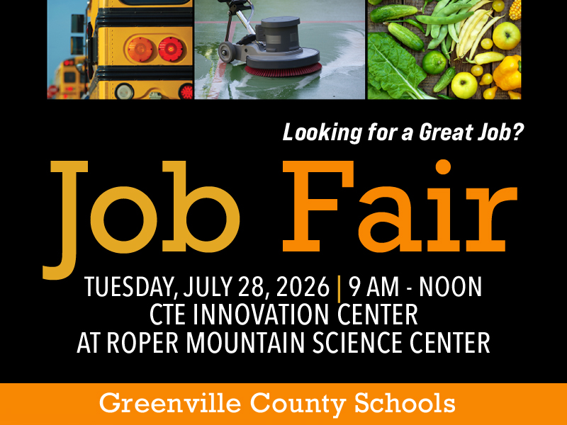 Greenville county schools is hosting a job fair on July 28th at the Roper Mountain Science Center