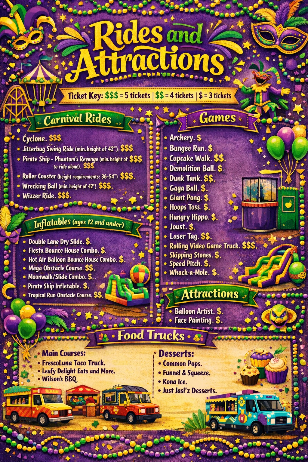 Colorful carnival rides at Gatorama with students riding and others watching in a festive outdoor setting.