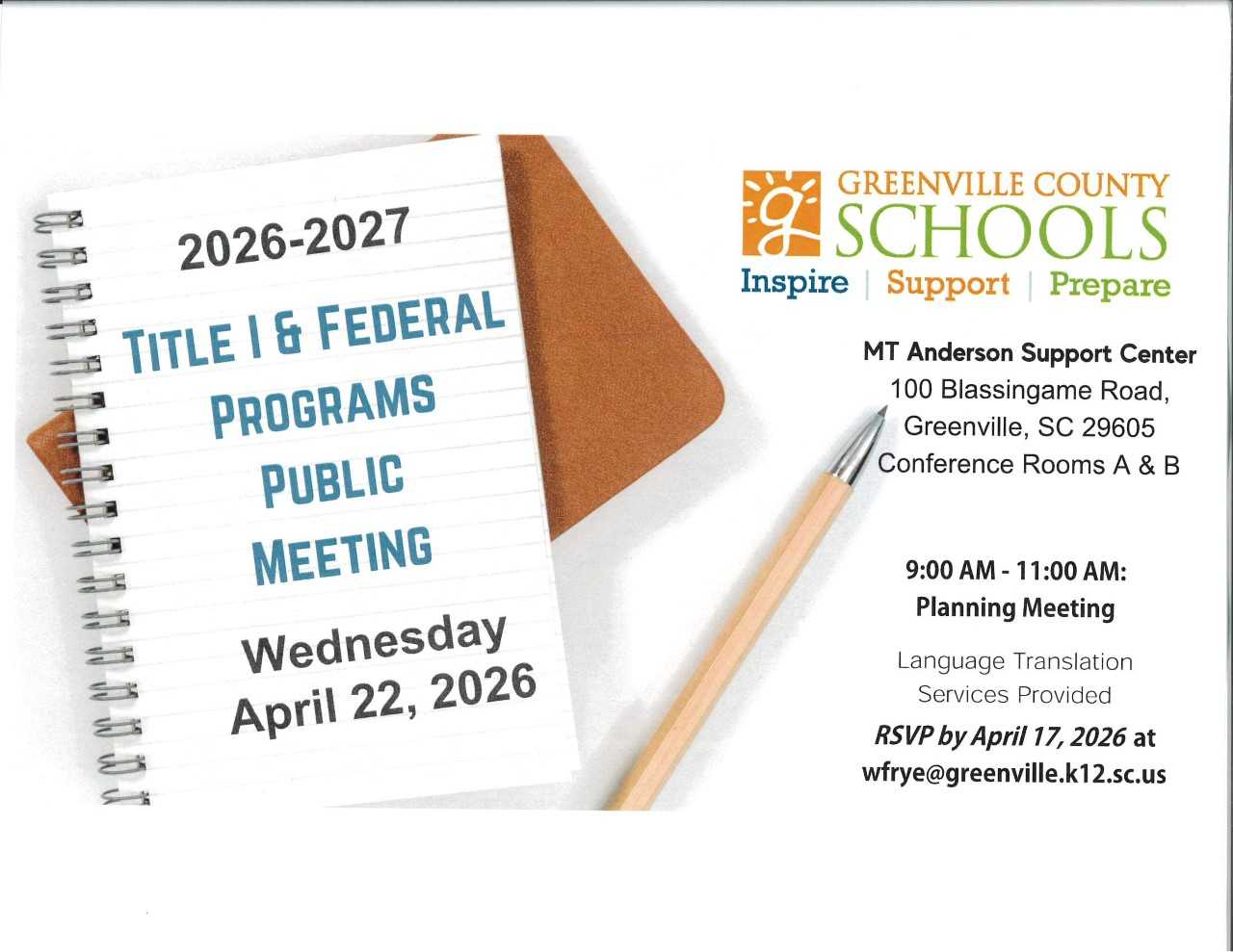 Title I & Federal Programs Public Meeting - English