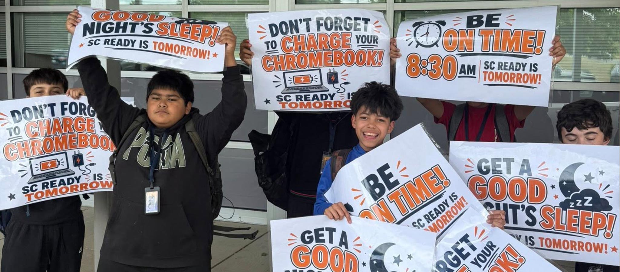 LMS Students with SC Ready Signs