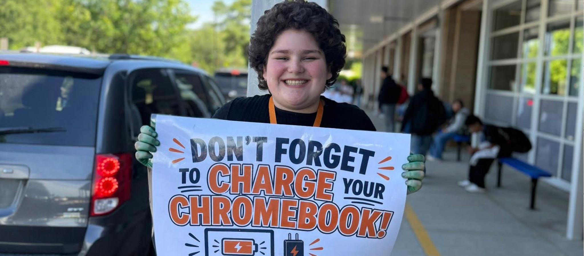 LMS Student with Charge Chromebook Sign