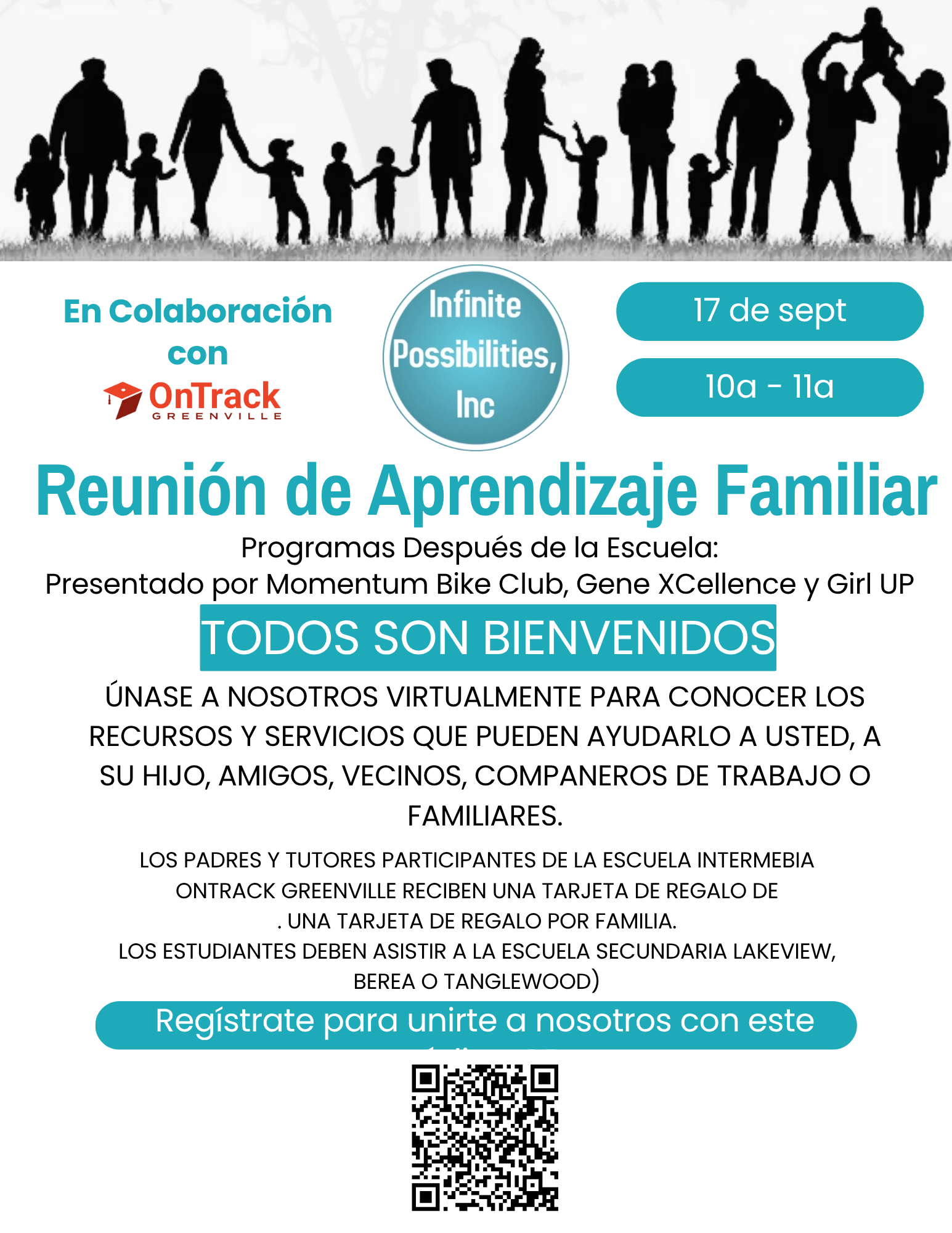 Virtual Family Learning Meeting Flyer in Spanish