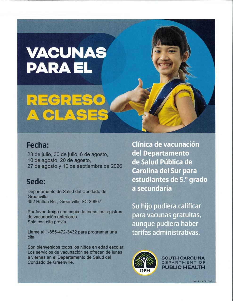 Back to School Vaccine Clinic Flyer - Spanish