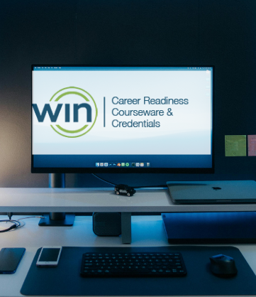 computer monitor with WIN on screen