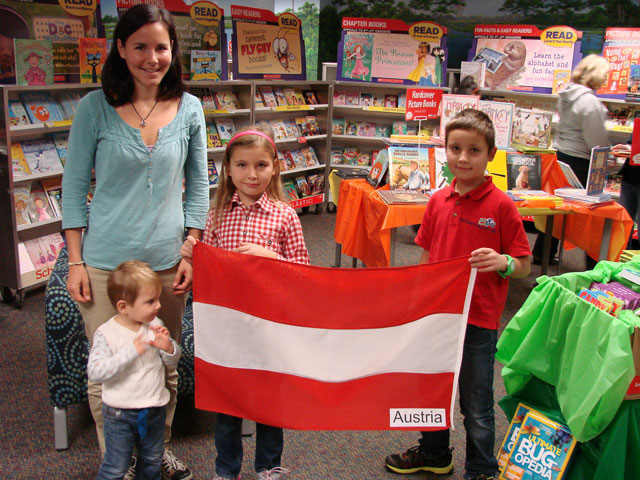 Austrian Flag presented to the school by the Schober family