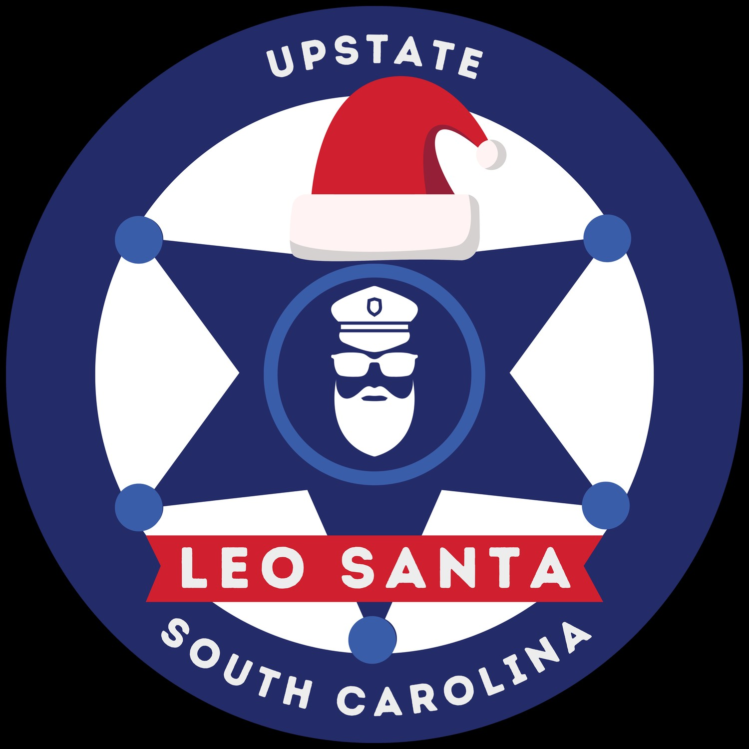 Leo Sant Logo, which reads Upstate LEO Santa South Carolina