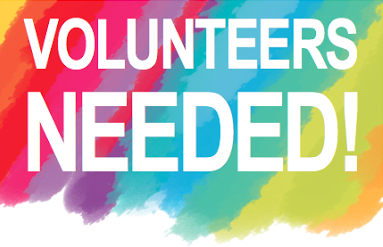 Volunteers Needed in colorful  background