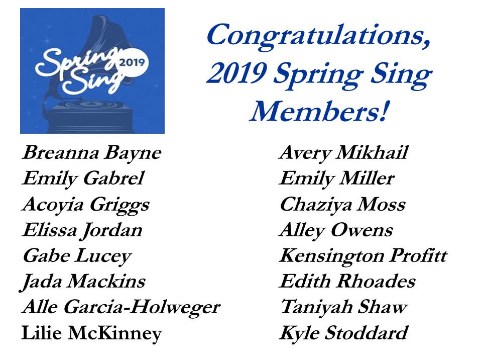 Spring Sing 2019 Participants