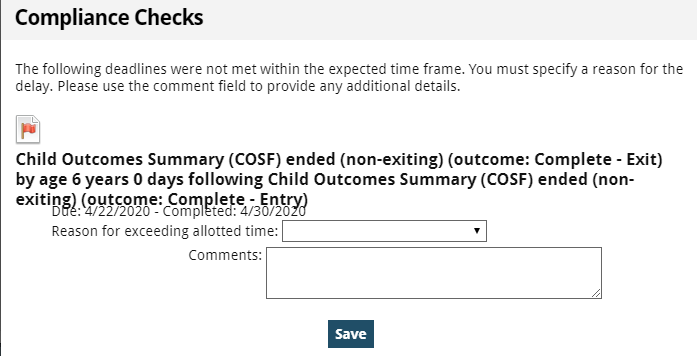 compliance reason entry