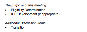 notification of meeting purpose selection
