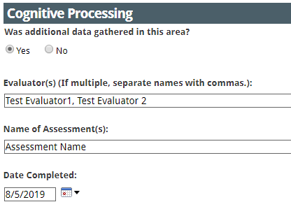 assessment completed