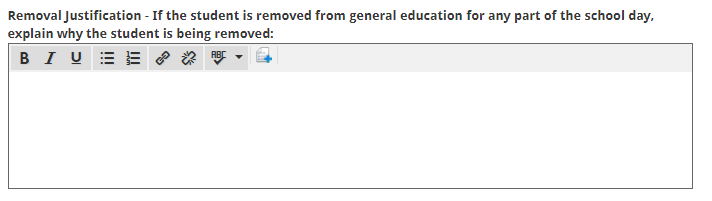 explain why the student is removed from general education
