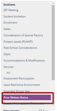 in IEPmenu