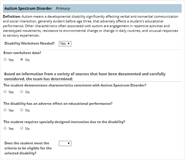 disability worksheet