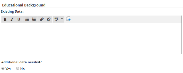 select whether additional data is needed