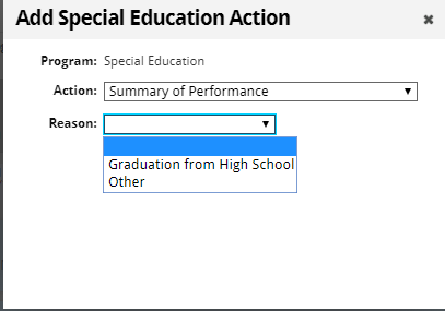 reason dropdown list