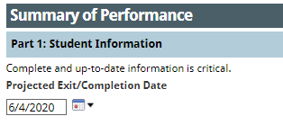 projected exit/completion date