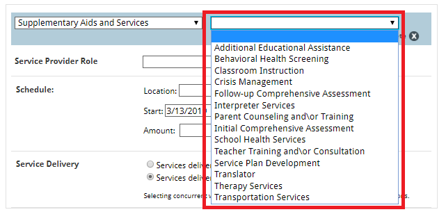 specific supplementary services