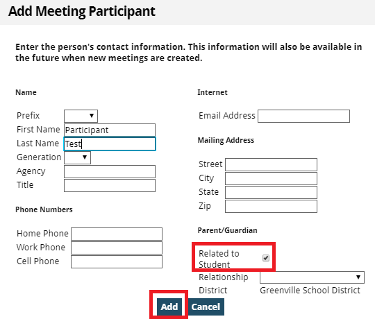 contact entry fields