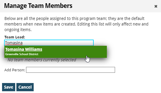 team lead field