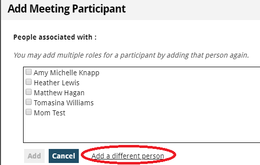 add a different person button