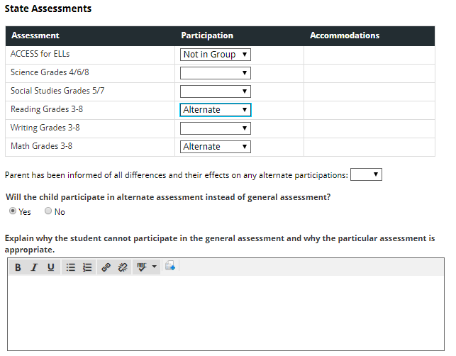 alternate assessments