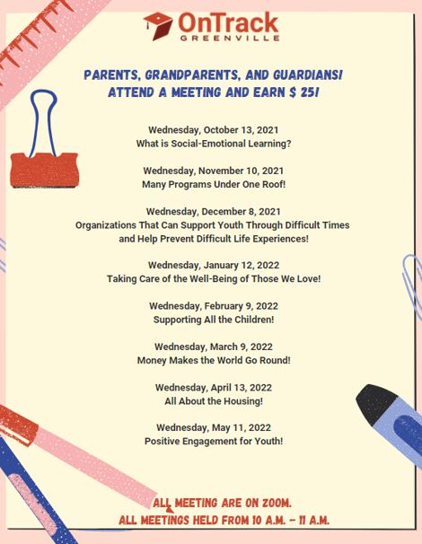 image of parent & family meeting schedule which is available in the link above