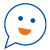 small white icon with orange smile mouth and two dots for eyes