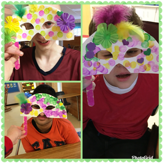 Washington Center students in Mrs. Jennifer Ensley’s class made decorative masks to celebrate the Mardi Gras.