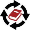 icon black arrows circling around a red book